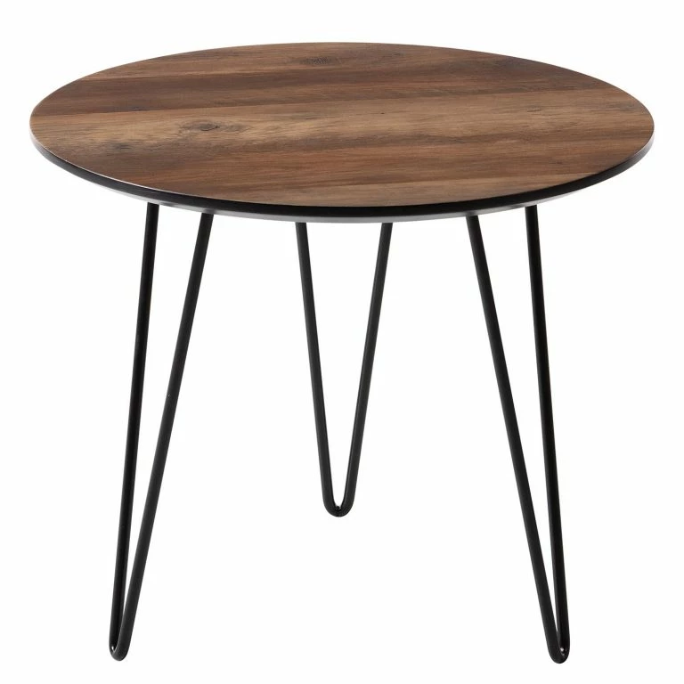Loftscape Mørteens Table D’appoint Kess II – Imitation Chêne Vintage Marron Foncé / Noir
