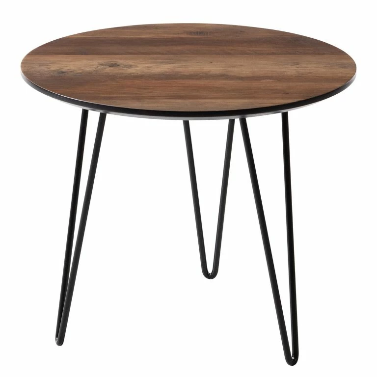 loftscape Mørteens Table d’appoint Kess II – Imitation chêne vintage marron foncé / Noir