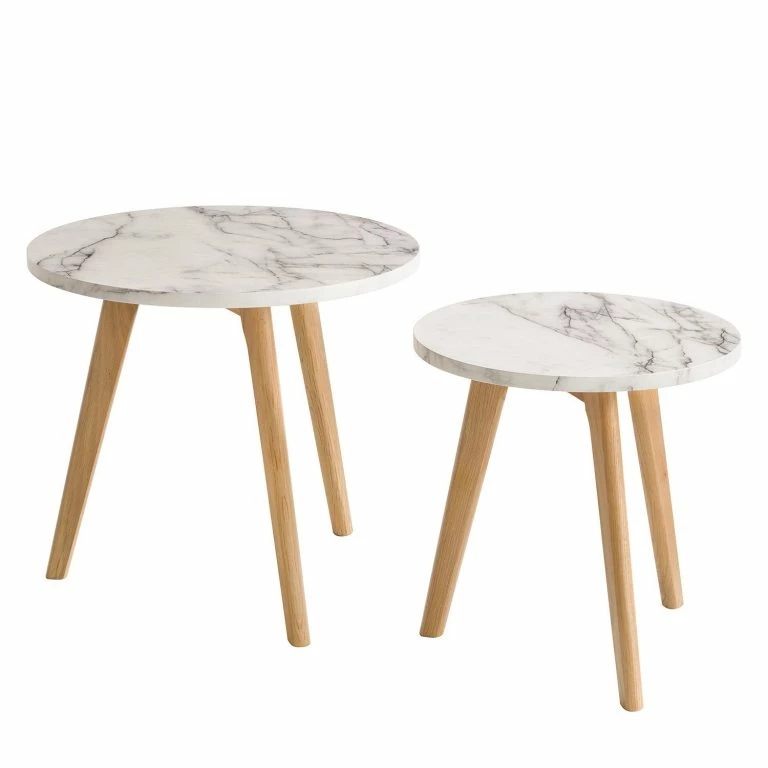 loftscape Mørteens Table dappoint Nilla II (2 éléments) – Imitation marbre blanc