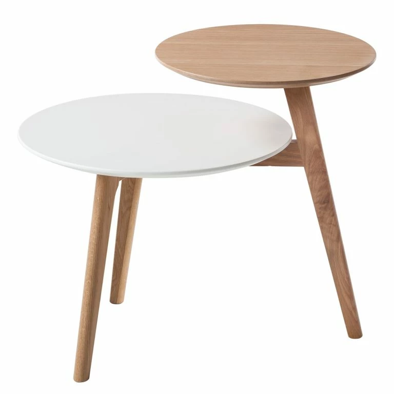 Loftscape Mørteens Table D’appoint Wolka – Chêne Partiellement Massif – Chêne / Blanc