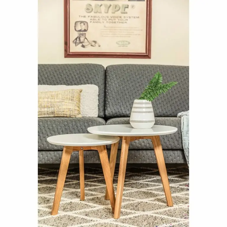 Loftscape Mørteens Tables D’appoint Ockelbo (lot De 2) – Blanc / Chêne Partiellement Massif