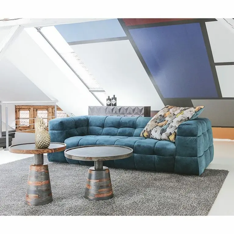 Loftscape Naturoo Bout De Canapé Brookwood VI – Placage En Pierre Véritable / Sheesham Massif – Sheesham / Sheesham Bleu Gris