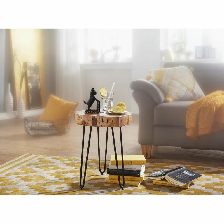 Loftscape Naturoo Bout De Canapé Culpeper – Acacia Massif / Métal – Acacia / Noir