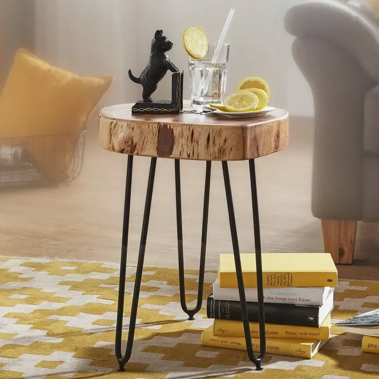 Loftscape Naturoo Bout De Canapé Culpeper – Acacia Massif / Métal – Acacia / Noir