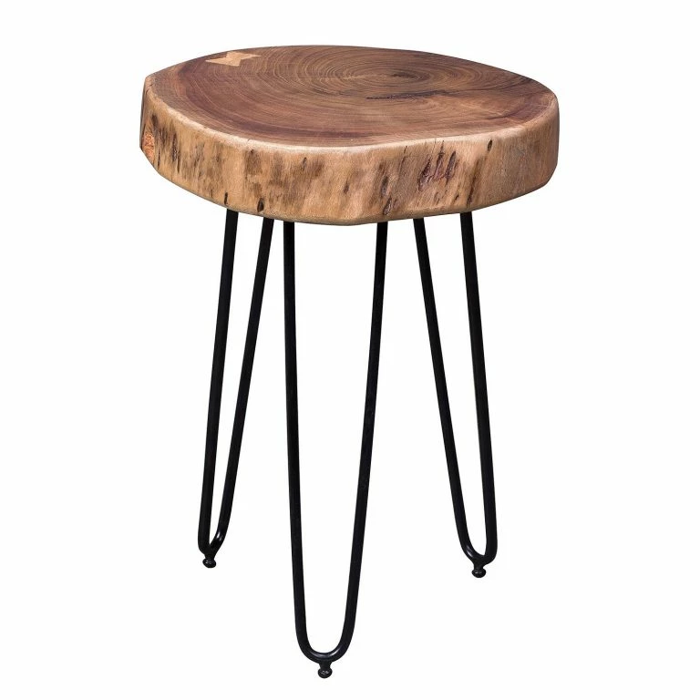 loftscape Naturoo Bout de canapé Culpeper – Acacia massif / Métal – Acacia / Noir