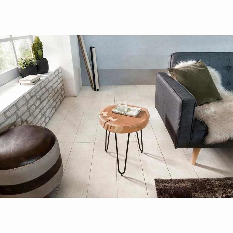 Loftscape Naturoo Bout De Canapé Loudet – Acacia Massif / Métal – Acacia / Noir