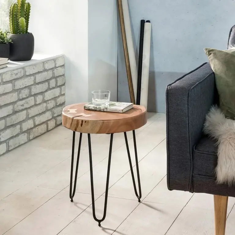 Loftscape Naturoo Bout De Canapé Loudet – Acacia Massif / Métal – Acacia / Noir