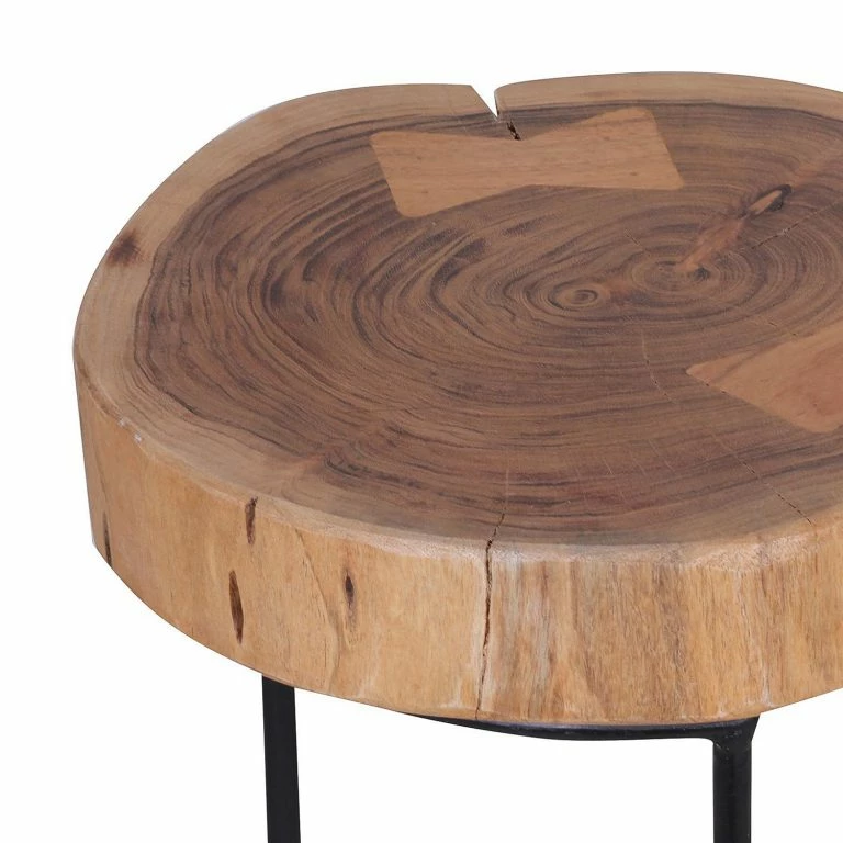 Loftscape Naturoo Bout De Canapé Palos I – Acacia Massif / Métal – Acacia / Noir – Hauteur : 55 Cm