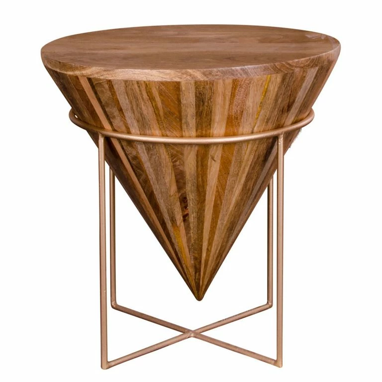 Loftscape Naturoo Bout De Canapé Rickman – Manguier Massif / Métal – Manguier / Doré