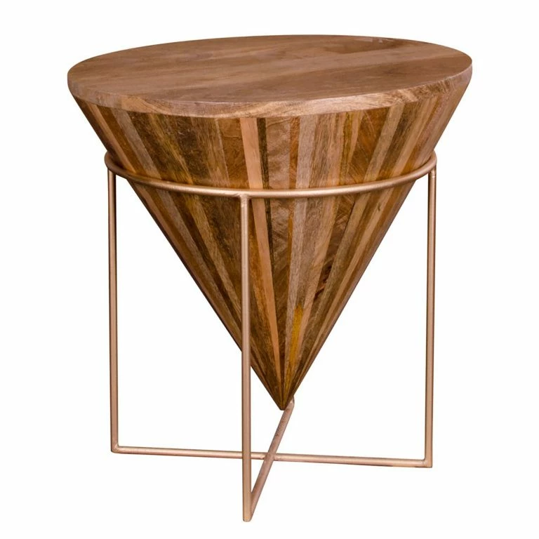 Loftscape Naturoo Bout De Canapé Rickman – Manguier Massif / Métal – Manguier / Doré