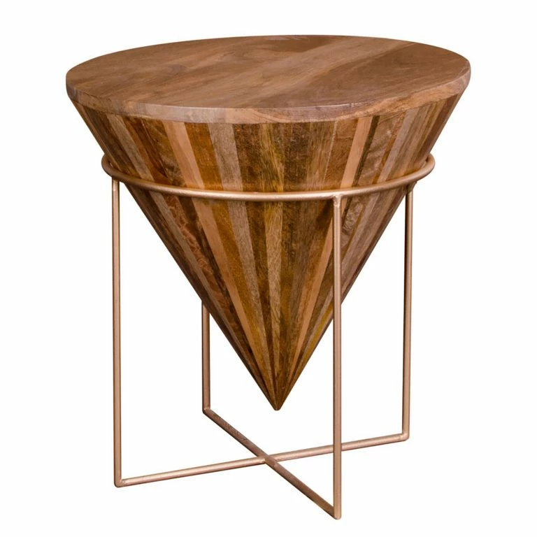 loftscape Naturoo Bout de canapé Rickman – Manguier massif / Métal – Manguier / Doré