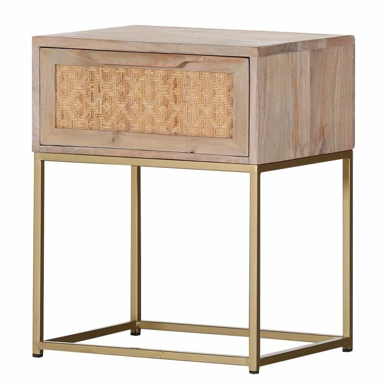 loftscape Naturoo Bout de canapé Rumilly – Tressage en rotin / Manguier massif