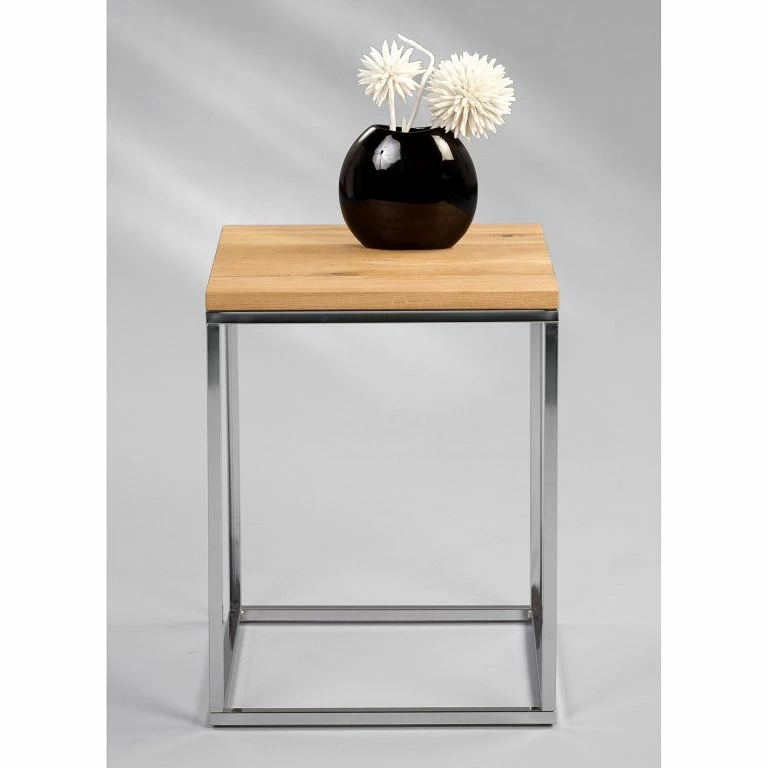 Loftscape Naturoo Bout De Canapé Verignon – Chêne Sauvage Massif / Métal – Chêne Sauvage / Chromé