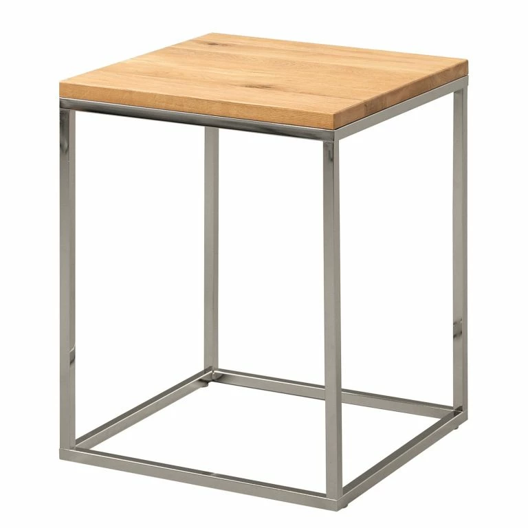 loftscape Naturoo Bout de canapé Verignon – Chêne sauvage massif / Métal – Chêne sauvage / Chromé