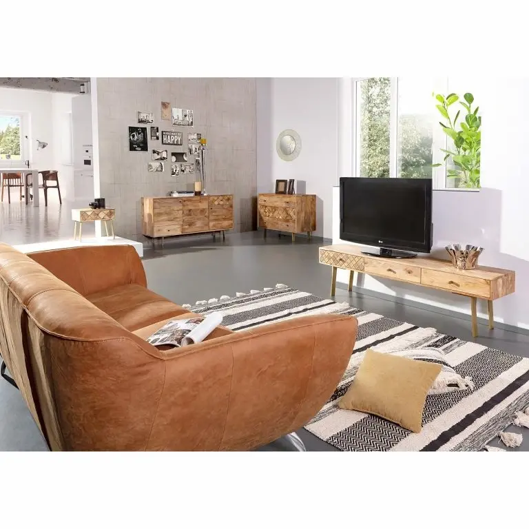 Loftscape Naturoo Bout De Canapé Yearby – Manguier Massif – Manguier / Doré