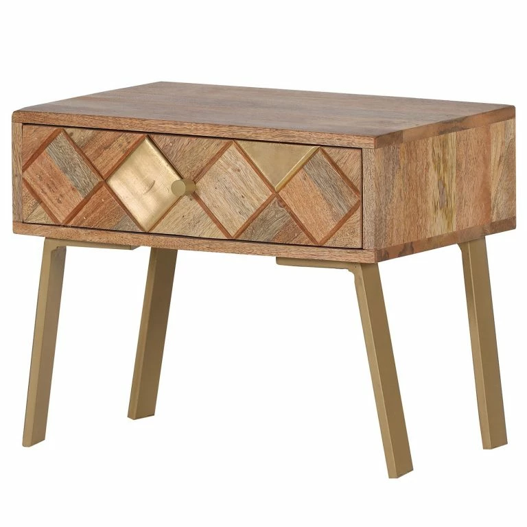 loftscape Naturoo Bout de canapé Yearby – Manguier massif – Manguier / Doré