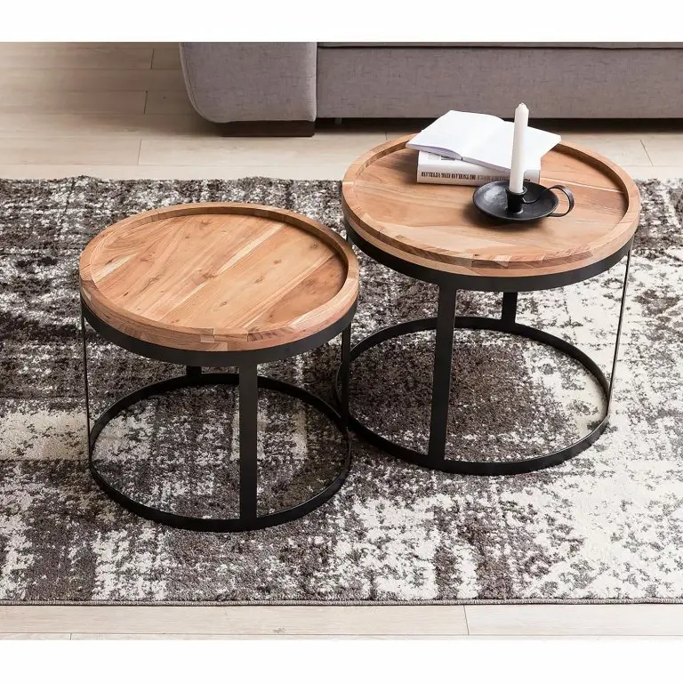 Loftscape Naturoo Bouts De Canapé Palos I (lot De 2) – Acacia Massif / Métal – Acacia / Noir