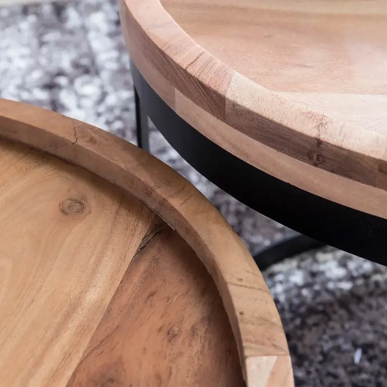 Loftscape Naturoo Bouts De Canapé Palos I (lot De 2) – Acacia Massif / Métal – Acacia / Noir