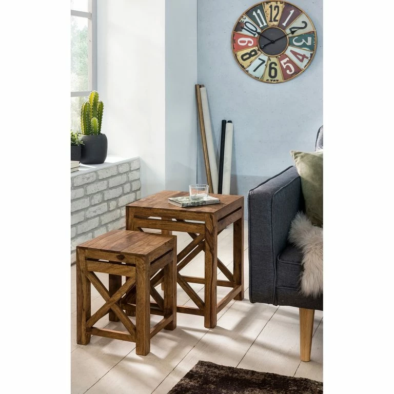 Loftscape Naturoo Bouts De Canapé Ridgely (lot De 2) – Sheesham Massif