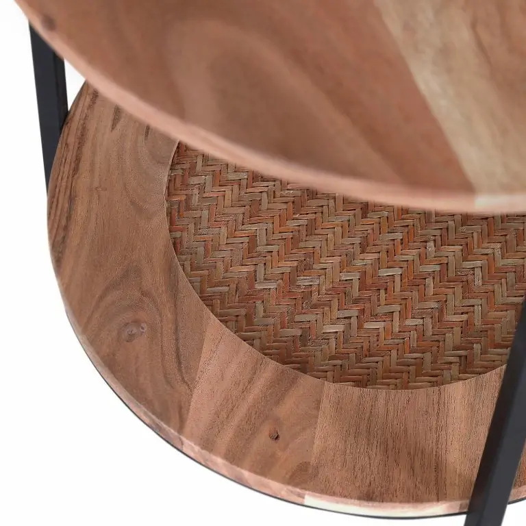 Loftscape Naturoo Bouts De Canapé Valenton (lot De 2) – Acacia Massif / Rotin