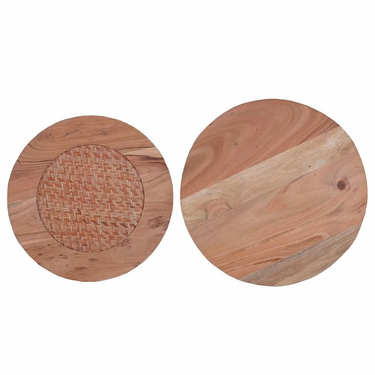 Loftscape Naturoo Bouts De Canapé Valenton (lot De 2) – Acacia Massif / Rotin