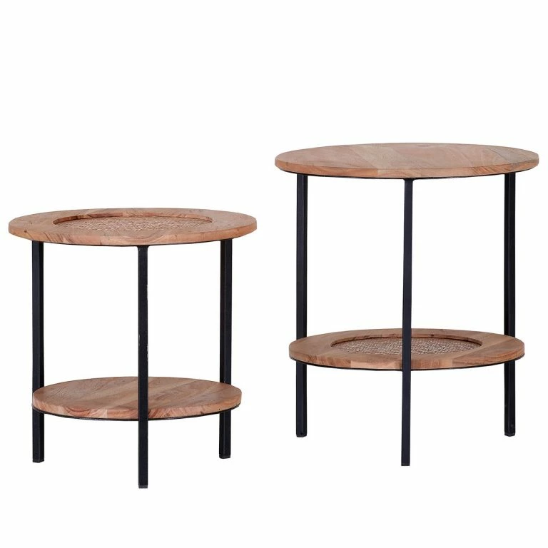 loftscape Naturoo Bouts de canapé Valenton (lot de 2) – Acacia massif / Rotin