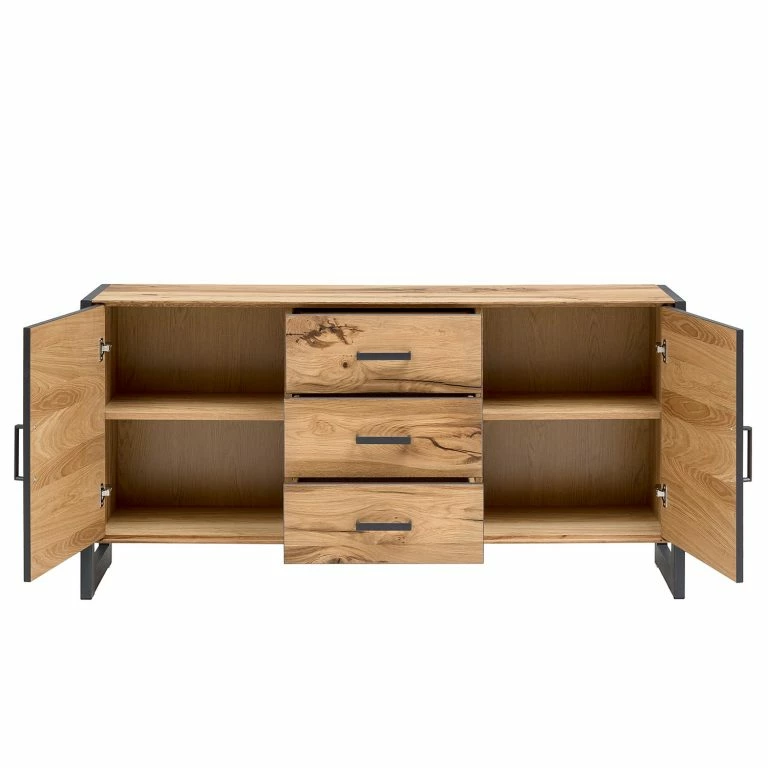 Loftscape Naturoo Buffet Ironwood I – Placage En Bois Véritable / Métal – Chêne Vieilli / Gris