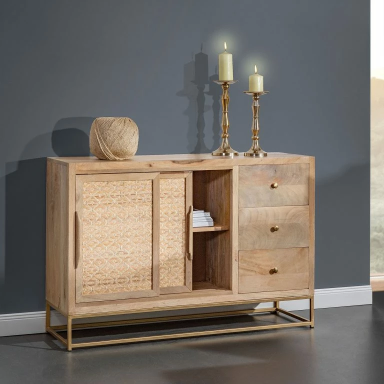 Loftscape Naturoo Buffet Rumilly – Tressage En Rotin / Manguier Massif