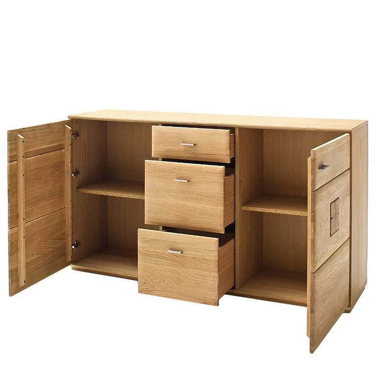 Loftscape Naturoo Buffet Vilela – Partiellement En Chêne Massif – Chêne Bianco / Imitation Chêne Bianco