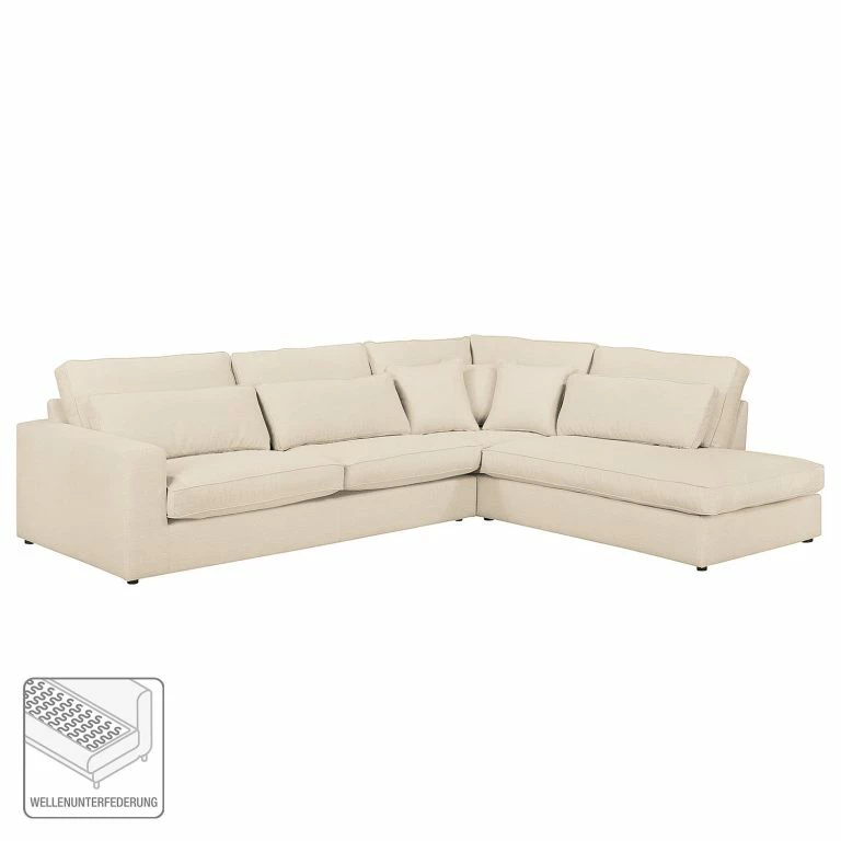 Loftscape Naturoo Canapé D’angle Coolock – Crème – Méridienne Longue à Droite (vue De Face)