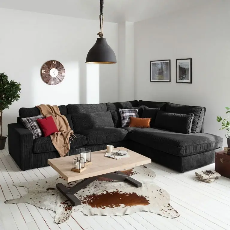 Loftscape Naturoo Canapé D’angle Coolock – Noir – Méridienne Longue à Droite (vue De Face)