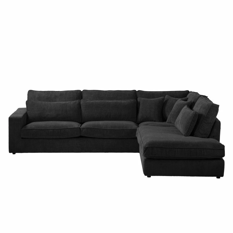 Loftscape Naturoo Canapé D’angle Coolock – Noir – Méridienne Longue à Droite (vue De Face)