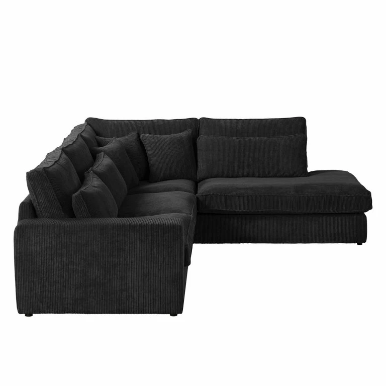 Loftscape Naturoo Canapé D’angle Coolock – Noir – Méridienne Longue à Droite (vue De Face)