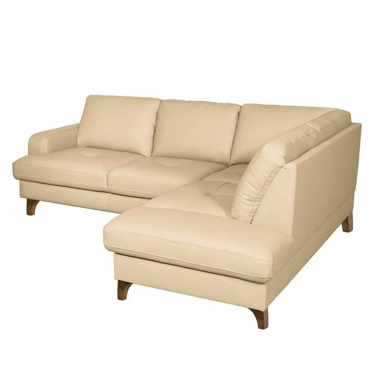 Loftscape Naturoo Canapé D’angle London – Cuir Véritable / Imitation Cuir – Beige Chaud – Méridienne Longue à Droite (vue De Face) – Sans Fonction