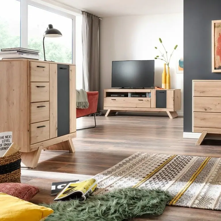 Loftscape Naturoo Meuble à Chaussures Coulogne – Imitation Planches De Chêne / Gris – Largeur : 89 Cm