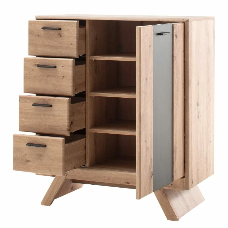 Loftscape Naturoo Meuble à Chaussures Coulogne – Imitation Planches De Chêne / Gris – Largeur : 89 Cm