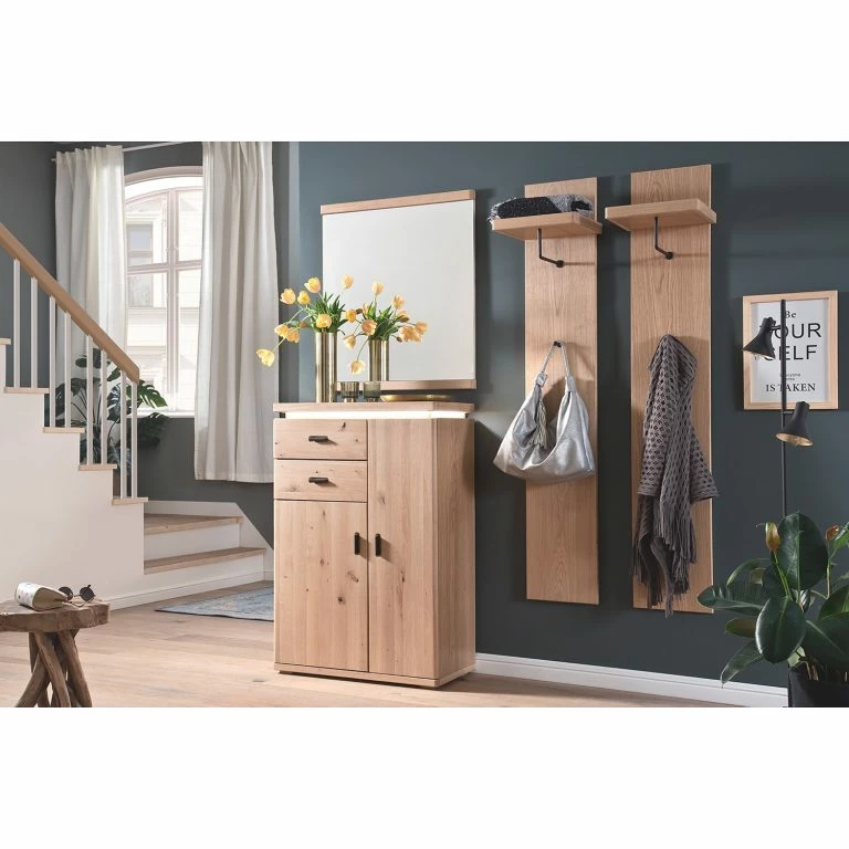Loftscape Naturoo Meuble à Chaussures Ellinwood – Avec éclairage – Partiellement En Chêne Massif