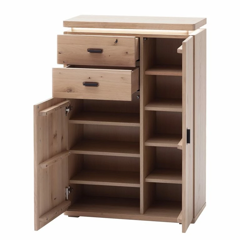 Loftscape Naturoo Meuble à Chaussures Ellinwood – Avec éclairage – Partiellement En Chêne Massif