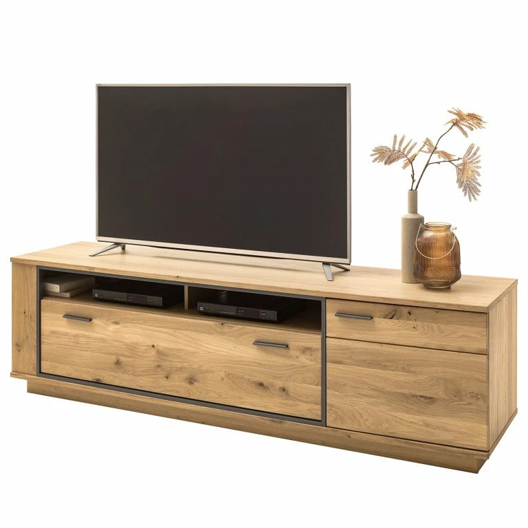 loftscape Naturoo Meuble TV Doora II – Partiellement en chêne à nœuds massif – Chêne à nœuds Bianco / Graphite