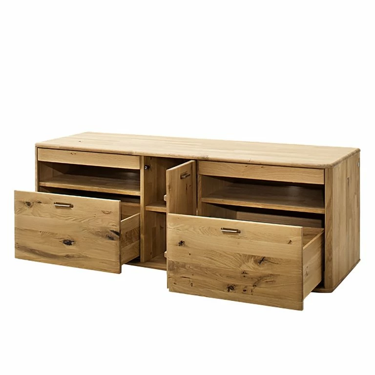 Loftscape Naturoo Meuble TV Forge – Partiellement En Chêne Massif – Chêne De Poutre Bianco / Imitation Chêne Bianco – Largeur : 156 Cm