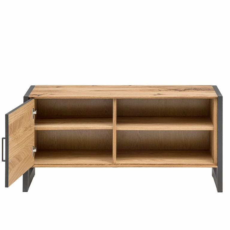 Loftscape Naturoo Meuble TV Ironwood I – Placage En Bois Véritable / Métal – Chêne Vieilli / Gris