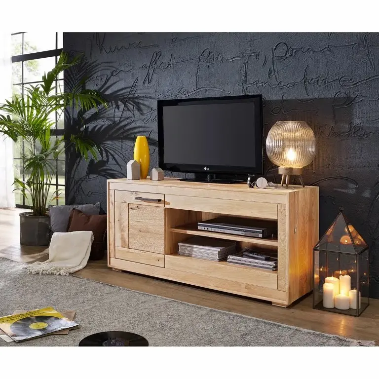 Loftscape Naturoo Meuble TV Juillan I – Chêne Sauvage Massif / Métal – Chêne Sauvage / Noir