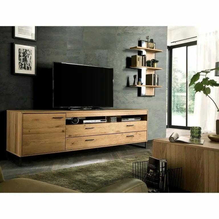 Loftscape Naturoo Meuble TV Kiah – Chêne à Nœuds Massif – Largeur : 224 Cm