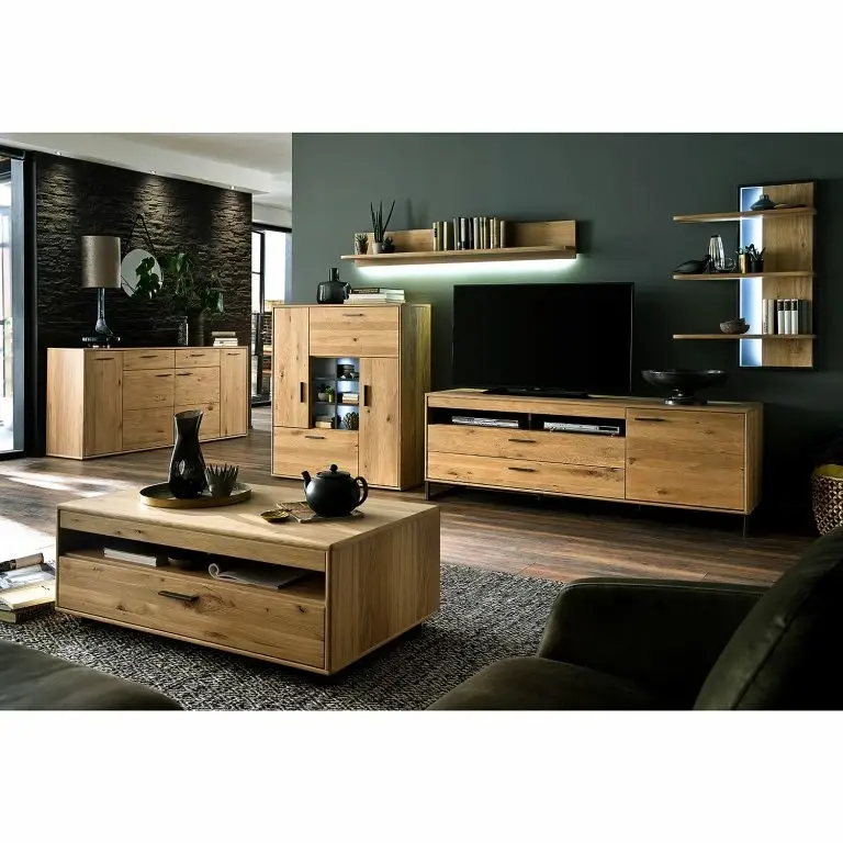 Loftscape Naturoo Meuble TV Kiah – Chêne à Nœuds Massif – Largeur : 224 Cm