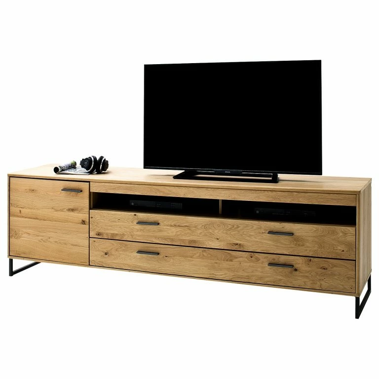 loftscape Naturoo Meuble TV Kiah – Chêne à nœuds massif – Largeur : 224 cm