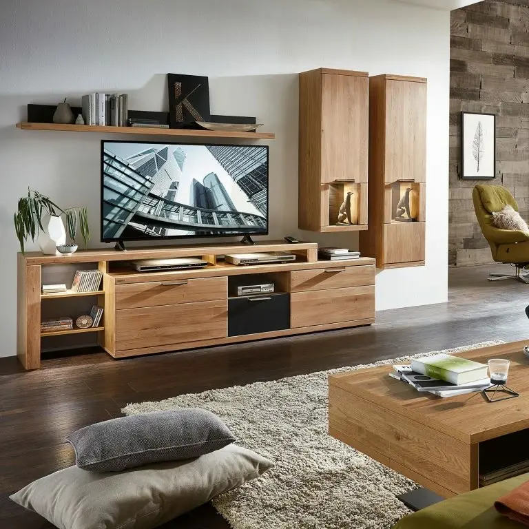 Loftscape Naturoo Meuble TV Macoun II – Partiellement En Chêne Sauvage Massif