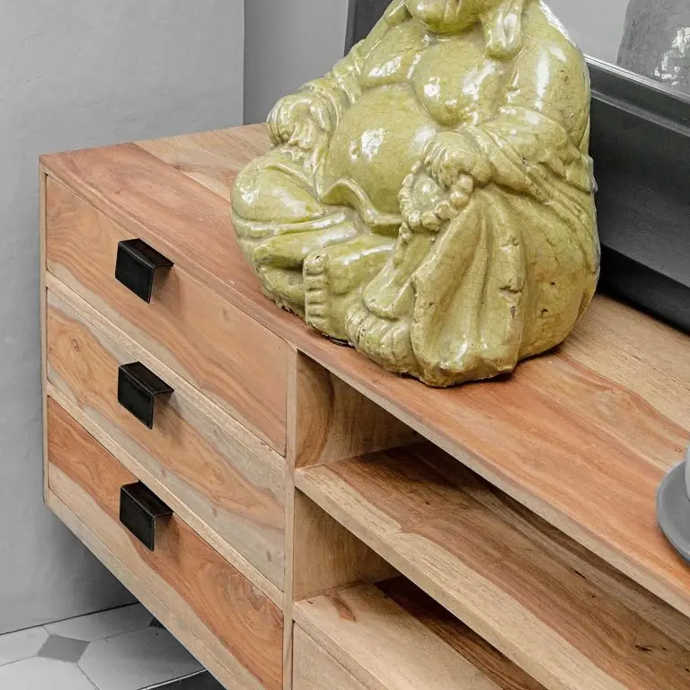 Loftscape Naturoo Meuble TV Nigg – Sheesham Massif / Métal – Sheesham / Noir