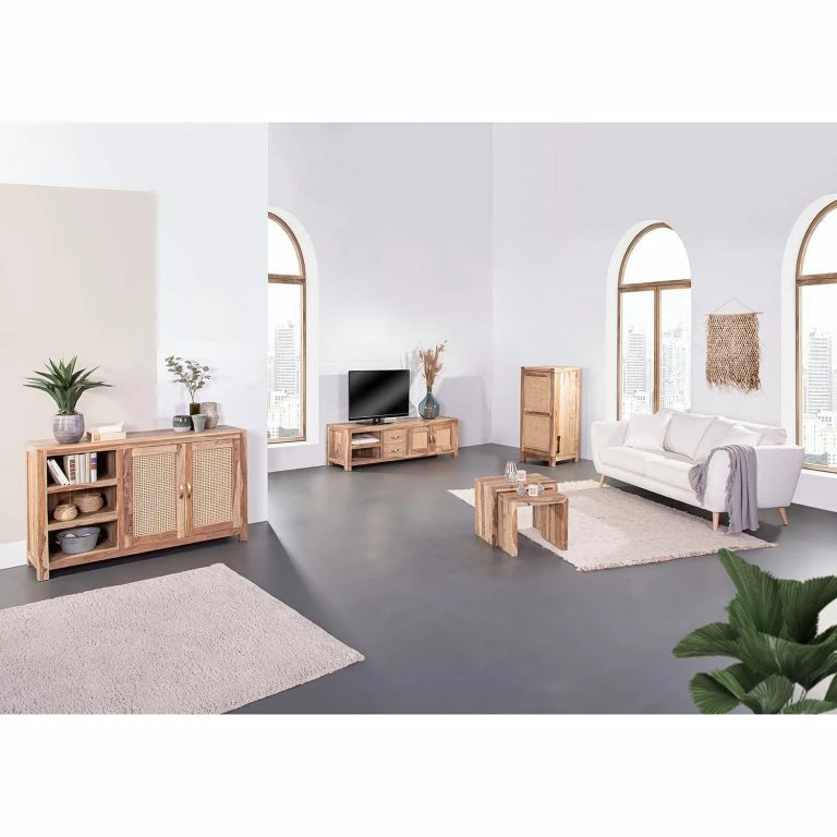 Loftscape Naturoo Meuble TV Rodern I – Sheesham Massif / Cannage