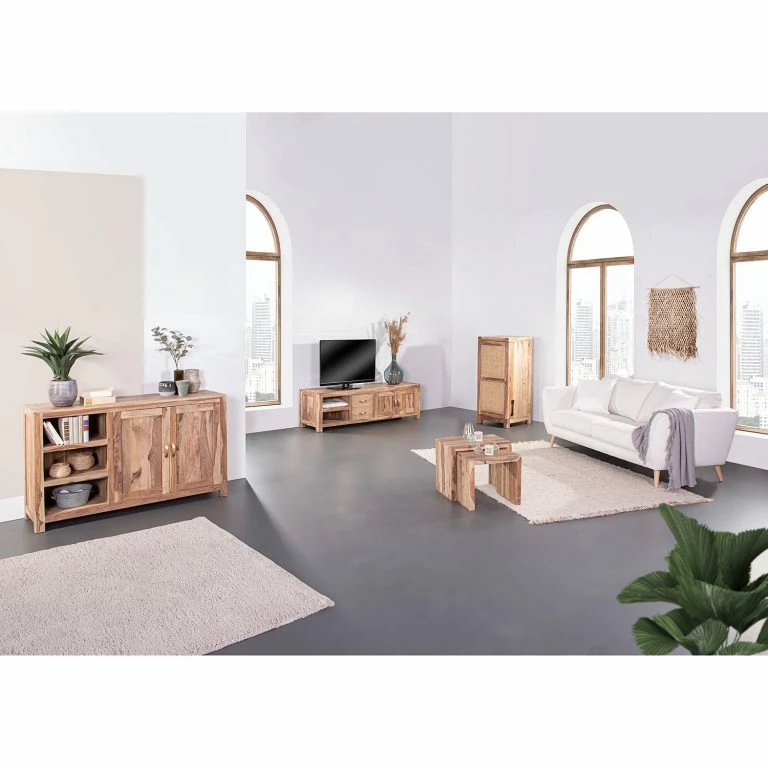 Loftscape Naturoo Meuble TV Rodern I – Sheesham Massif / Cannage