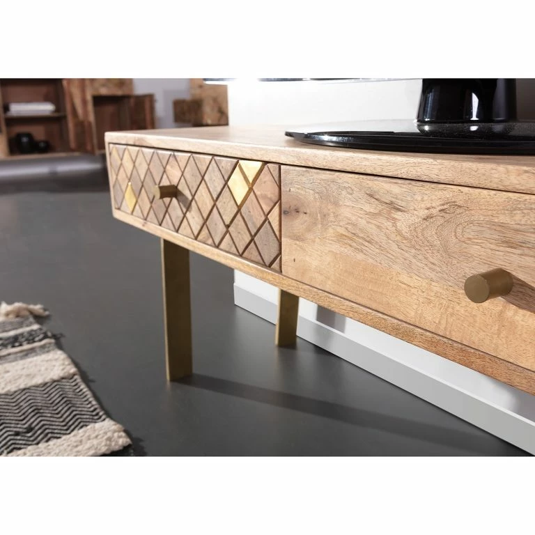 Loftscape Naturoo Meuble TV Yearby – Manguier Massif – Manguier / Doré